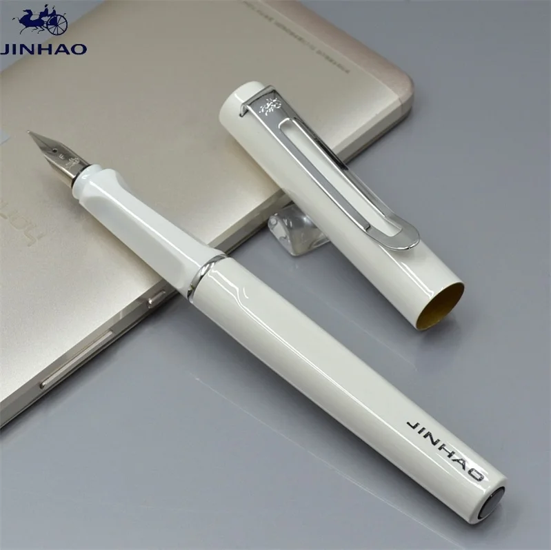 white JINHAO 599 бренд 11 цветов металлическая авторучка Lam стиль офисные канцелярские принадлежности Роскошный F наконечник для письма чернильные ручки для Рождественский подарок - Цвет: white