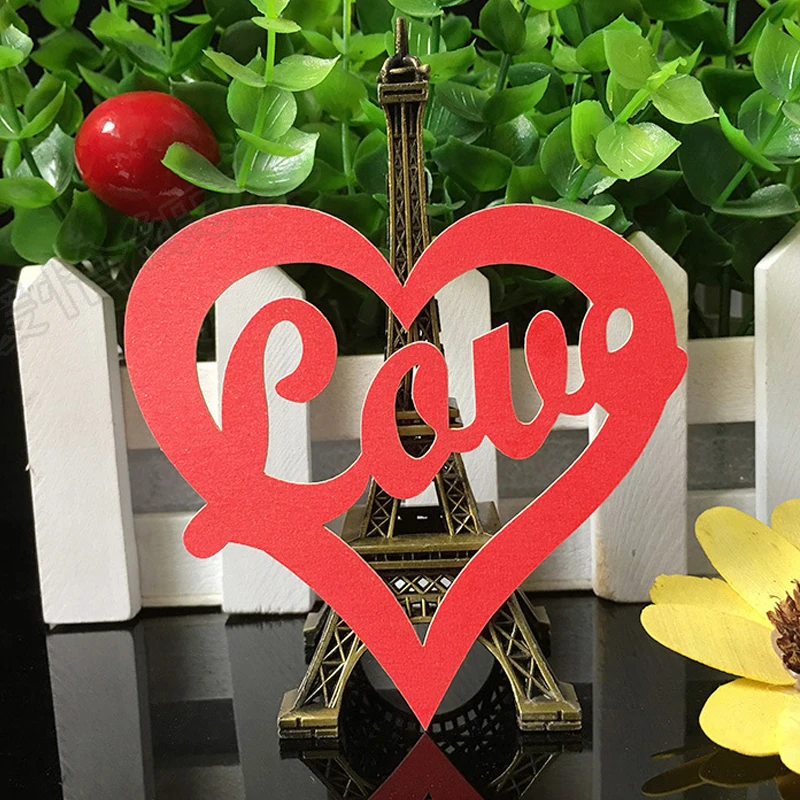 50pcs Laser Cut Love Heart Wine Glass Card Table Name Place Escort Cup Party Baby Shower Birthday Wedding Decoration | Дом и сад