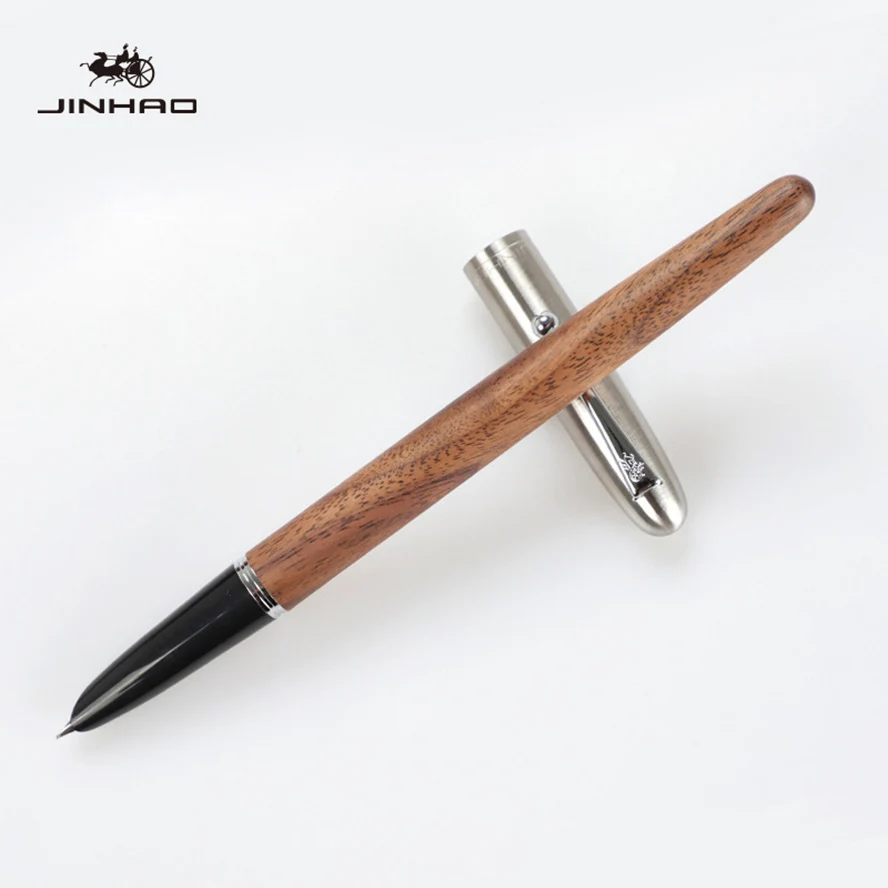 Brown wood Винтажная классическая деревянная авторучка 0,38 мм дополнительный тонкий наконечник Jinhao 51a школьные офисные принадлежности Caneta - Color: Brown wood