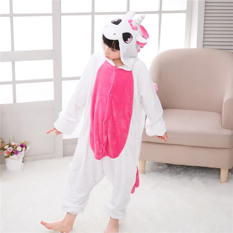 Unicorn Pink 30 НОВЫЕ Дети Мальчики Девочки кигуруми Пижамы Набор Животных Свинья Pegasus Кролик Косплей Пижамы Для Детей Фланелевые Пижамы Onesie Зима С Капюшоном пикачу одежда пижама детская для девочек пижамный комплект - Цвет: Unicorn Pink