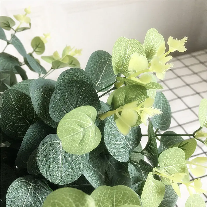 Eucalyptus Short branch Artificial flowers spring decoration Flower arrangment fake plants flores artificiales Faux foliage