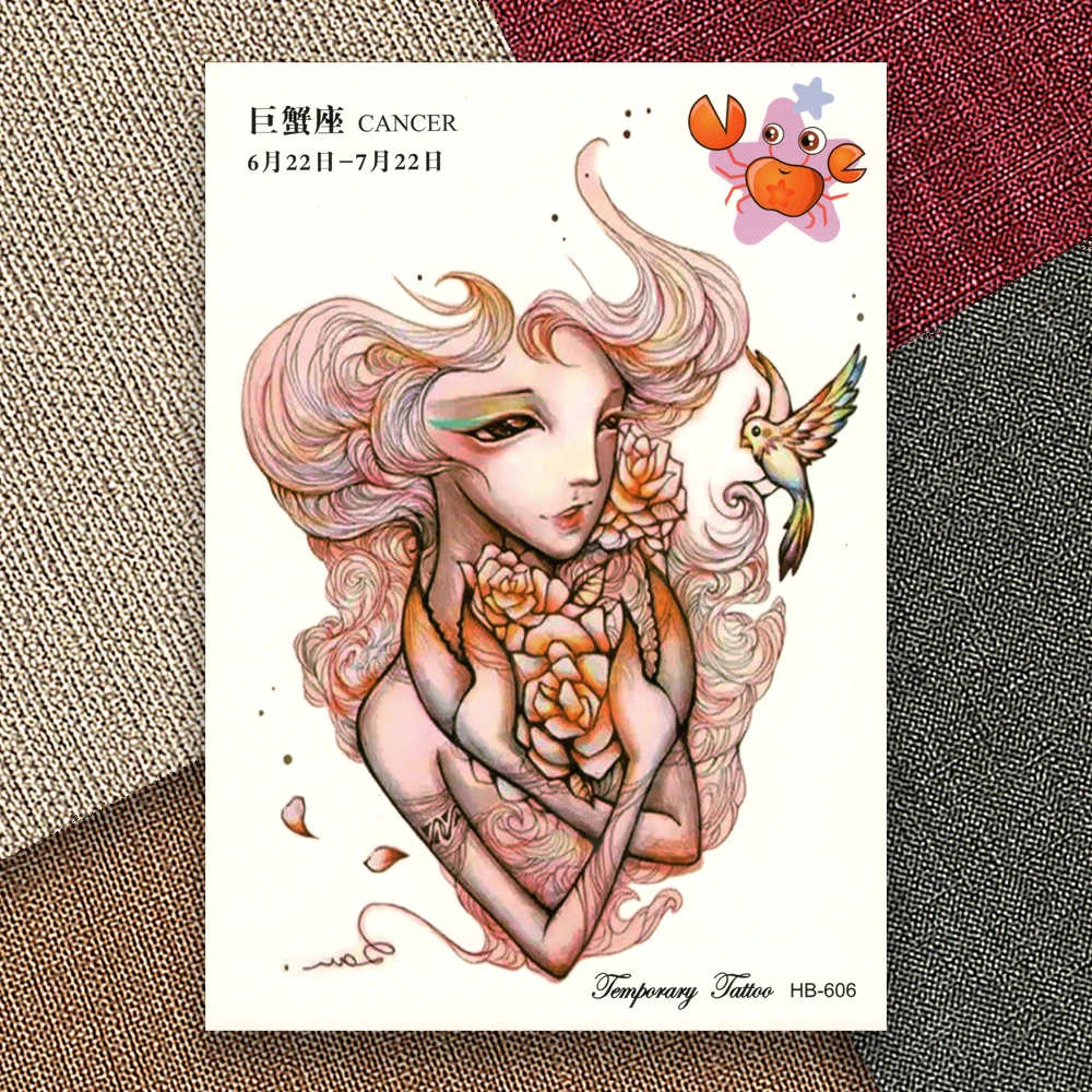 Тату-наклейки водостойкие с 12 созвездиями и раком для мужчин женщин | Красота