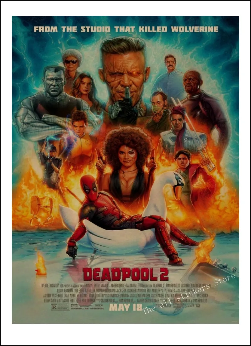 ВИНТАЖНЫЙ ПЛАКАТ marvel deadpool плакат настенные наклейки для детских комнат. Deadpool Marvel супергерой Ретро плакаты. Наклейки на стены. /807 - Цвет: 6