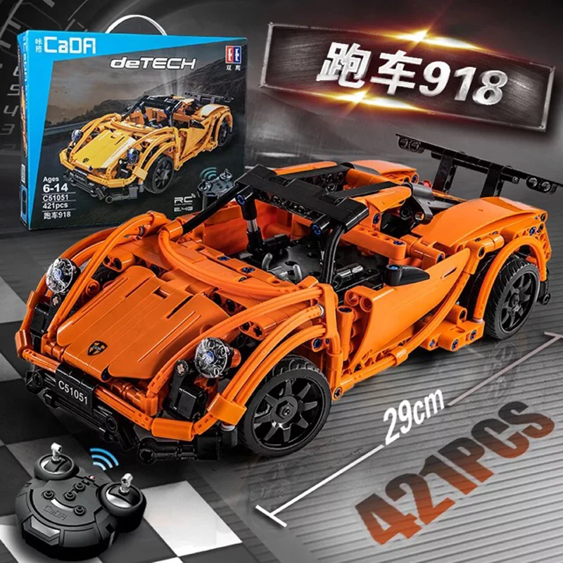 421 шт. строительные блоки CaDA cao гоночный автомобиль 918 C51051 модель DIY RC строительный