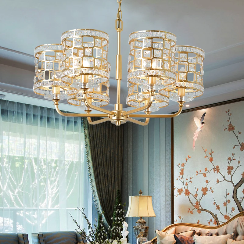 Антикварная кухонная люстра с золотыми кристаллами E14 светодиодные лампы для