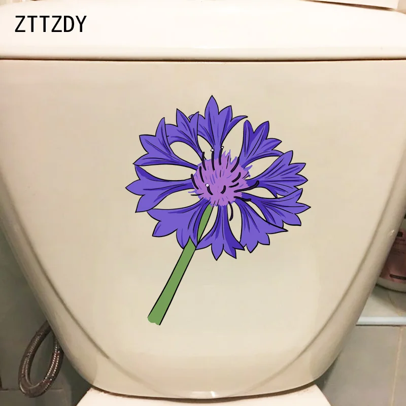 ZTTZDY 17 5*21 8 см васильковый цветок креативная мультяшная наклейка на унитаз Спальня Настенная Наклейка
