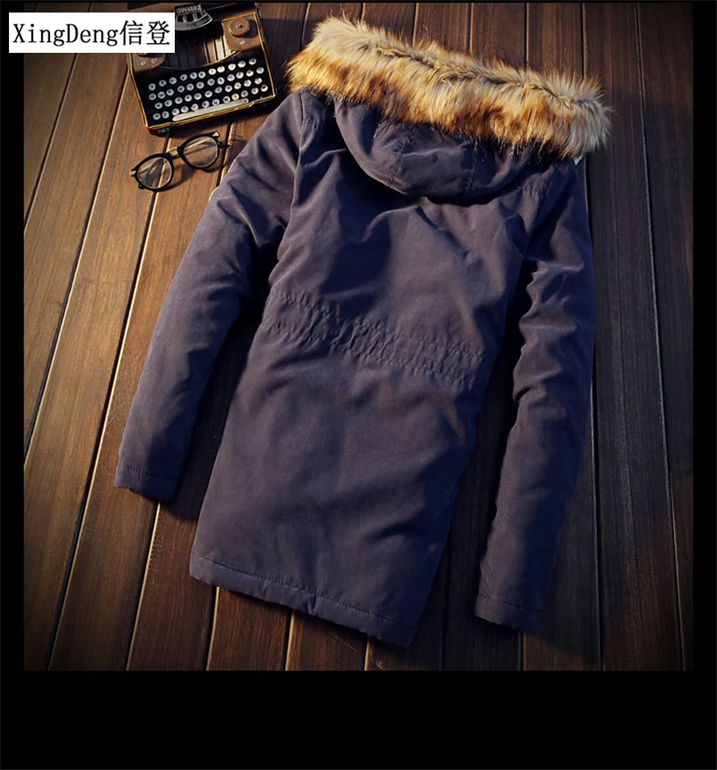 XingDeng Зимние Повседневные Мужские модельные топы модная куртка с капюшоном