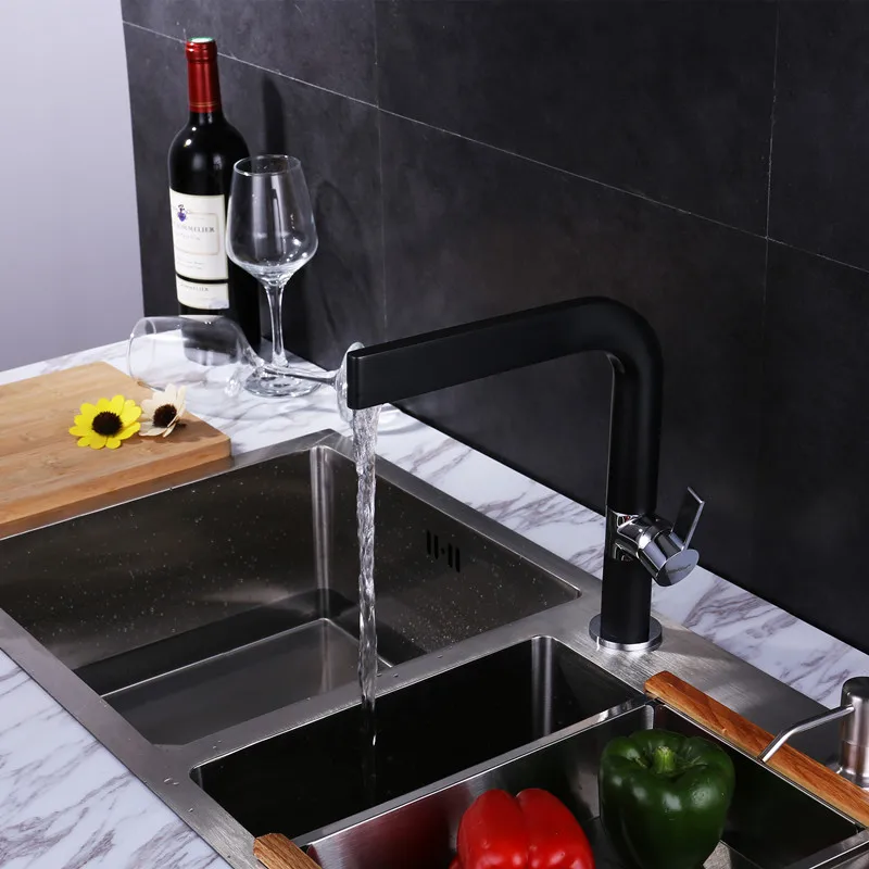 Черный кухонный кран 360 ronating смеситель для кухонной мойки blackend кран для раковины холодный и горячий кухонный смеситель черный кухонный кран M201072