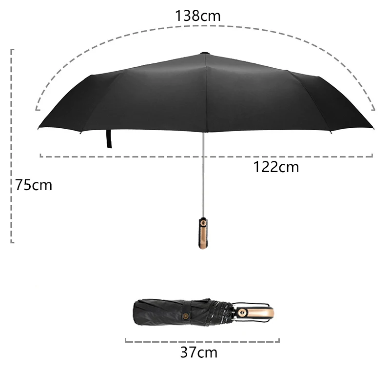 Large Painted Umbrella Rain Women Men Quality Automatic Folding Sunny Travel Wind Resistance Black Coating | Дом и сад