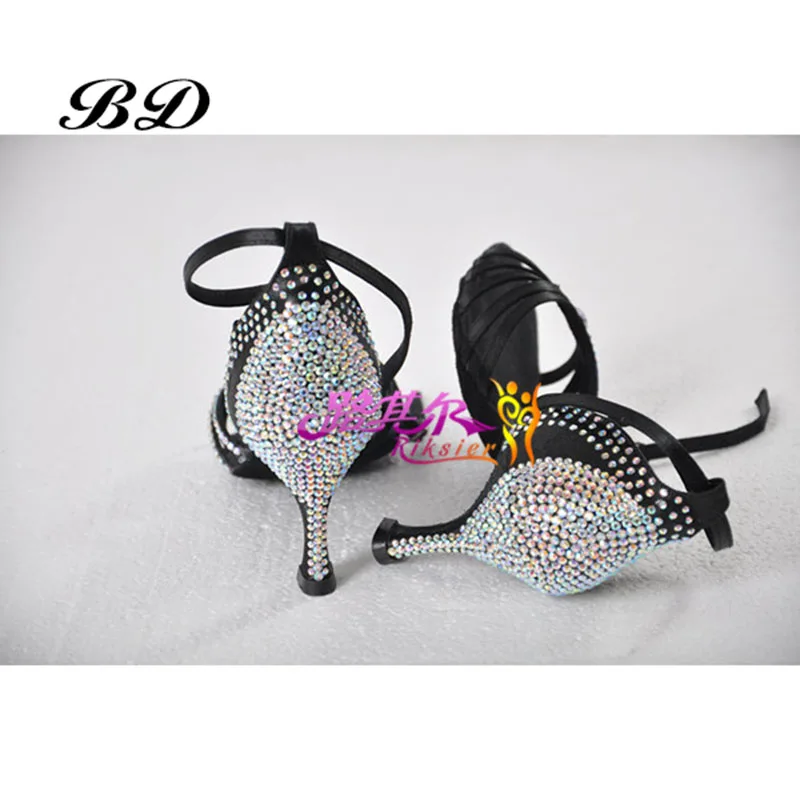 BLACK 211 HEEL 7.5CM Высококачественные туфли для танцев; Брендовые вечерние туфли для бальных танцев; туфли для латинских танцев; спортивные туфли для девочек с бриллиантами; коричневые танцевальные туфли; скидка; BD 217/211; Туфли на тонком каблуке - Цвет: BLACK 211 HEEL 7.5CM