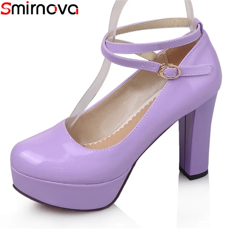 Smirnova 2018 новые модные женские туфли лодочки с ремешком на щиколотке толстом