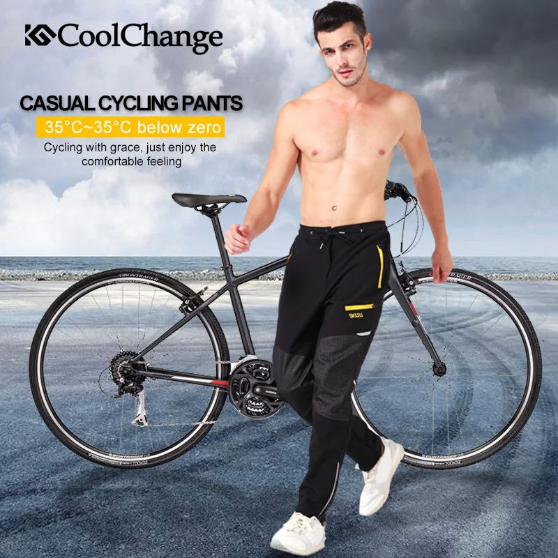 Coolchange Весна и зима спорта на открытом воздухе Велоспорт Ciclismo Велосипеды Повседневное искусственный бархат Брюки велосипед Светоотражающие Брюки
