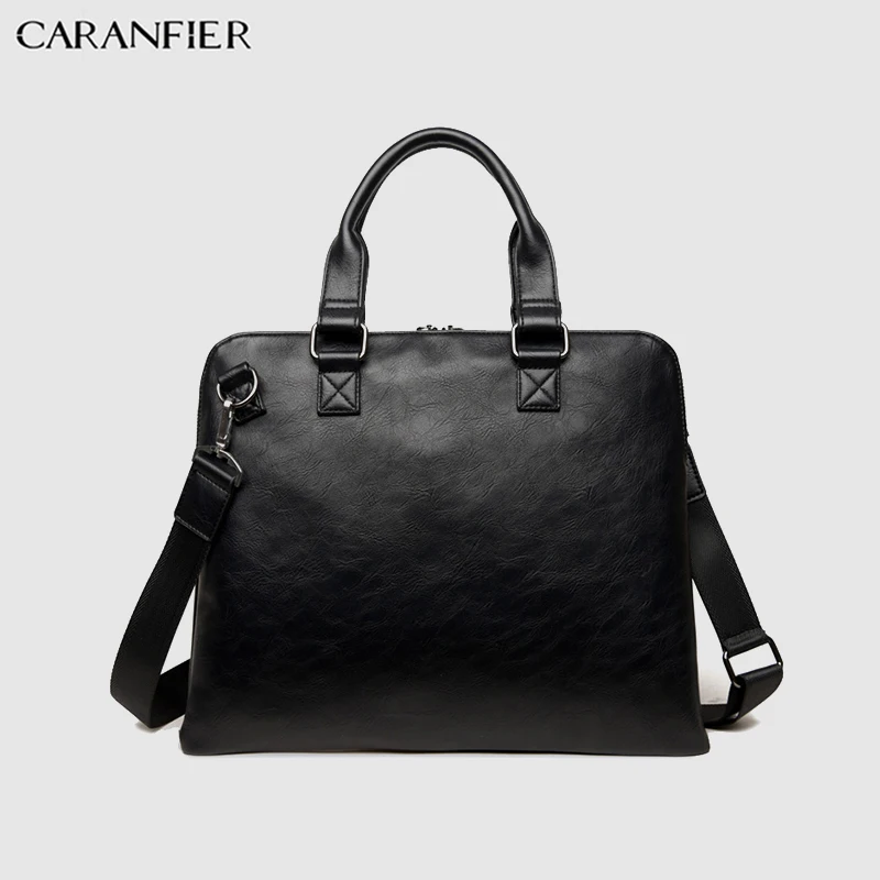 CARANFIER, мужской портфель, Повседневный, из искусственной кожи, одноцветная, дорожная сумка, для компьютера, на плечо, через плечо, бизнес, Офисные Сумки для документов