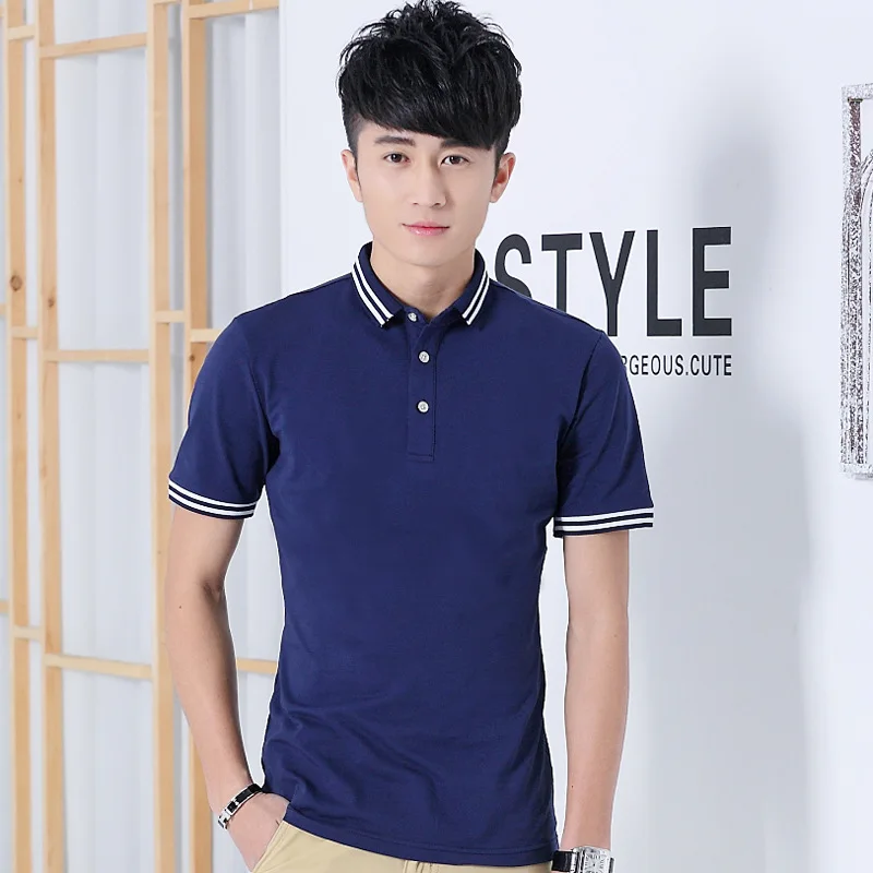 10 шт./лот модная мужская рубашка-поло облегающая с коротким рукавом повседневная