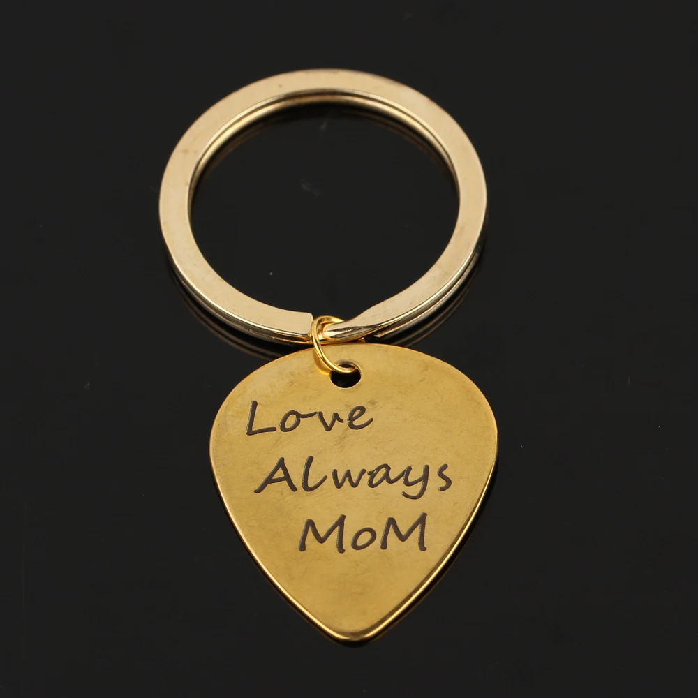 2018 модный брелок для гитары с ручной печатью Love Always MoM Heart Jewelry из нержавеющей