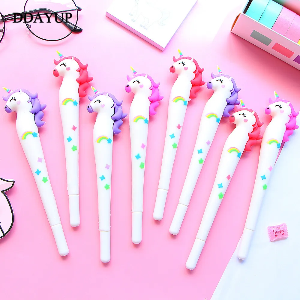 Симпатичные гелевая ручка с единорогом 0 5 мм Kawaii мульти Форма силикагель Пластик