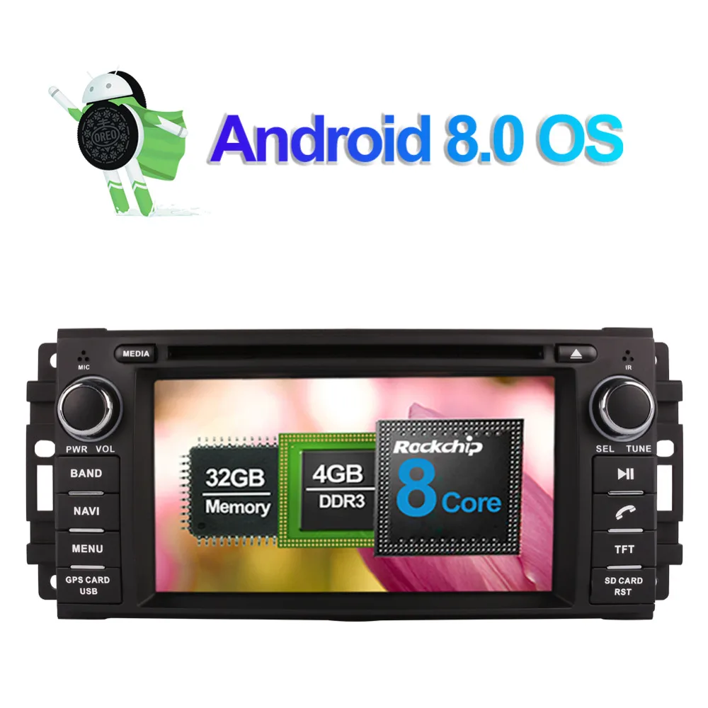 Автомобильный GPS навигатор Android 8 0 Восьмиядерный процессор 4 Гб ОЗУ для Jeep Wrangler