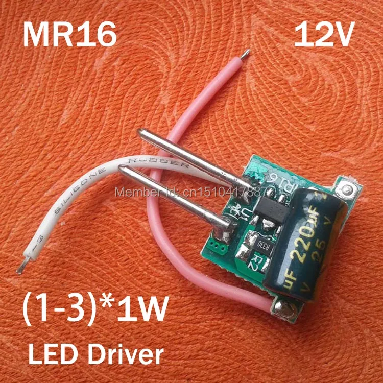 

Драйвер MR16 для светодиодных ламп, 20 шт./лот, (1-3), X1W, 12 В, 12 В, входная лампа MR16, может приводить 1 шт.-3 шт. светодиода 1 Вт, 300 мА MR16, бесплатная дост...