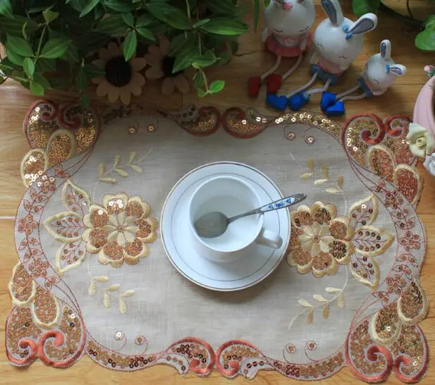 New Modern Lace Sequin Embroidery Placemat Table Place Mat Cloth Tea Coffee Doily Cup Glass Coaster Mug Christmas Dining Pad | Дом и сад