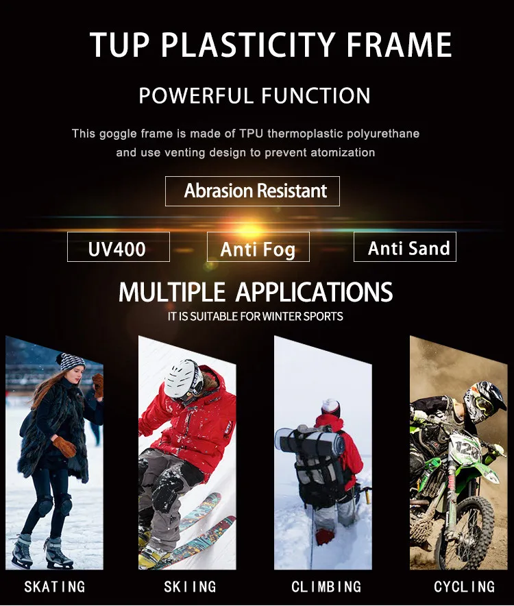WOLFBIKE ветрозащитные очки для сноубординга, лыжные очки для улицы, пылезащитные очки для снега, мужские и женские очки для мотокросса, очки для горного катания на лыжах