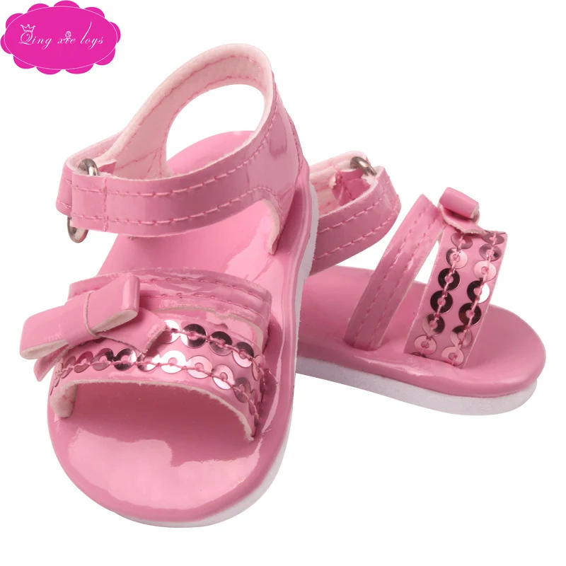 43 cm baby dolls shoes newborn pink bow sequin blue dress shoe fit American 18 inch Girls doll g227 | Игрушки и хобби