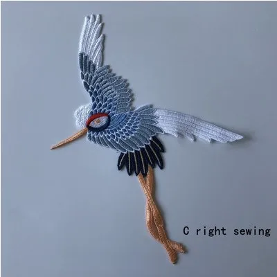 Blue C3 sewing SASKIA 2 шт. нашивки "Птицы" для одежды вышивка аппликация шитье платье красно-коронный кран Декор DIY вышитые железные наклейки - Цвет: Blue C3 sewing