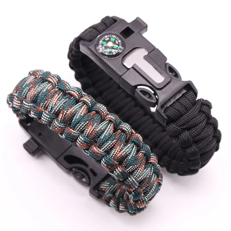 Surival Paracord браслет Для мужчин Открытый Отдых оборудовать t тканые парашют плетеной