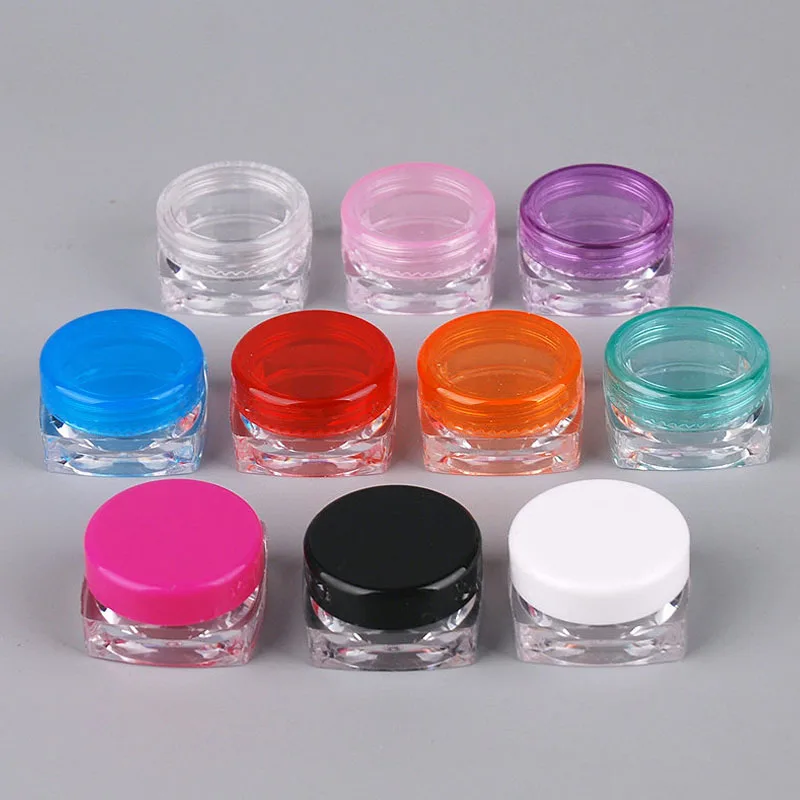 

100pcs 3ml/5ml Empty Plastic Square Bottom Cosmetic Jars Skin care Containers Lotion Bottle Vials Face Cream Sample Pots Gel Box