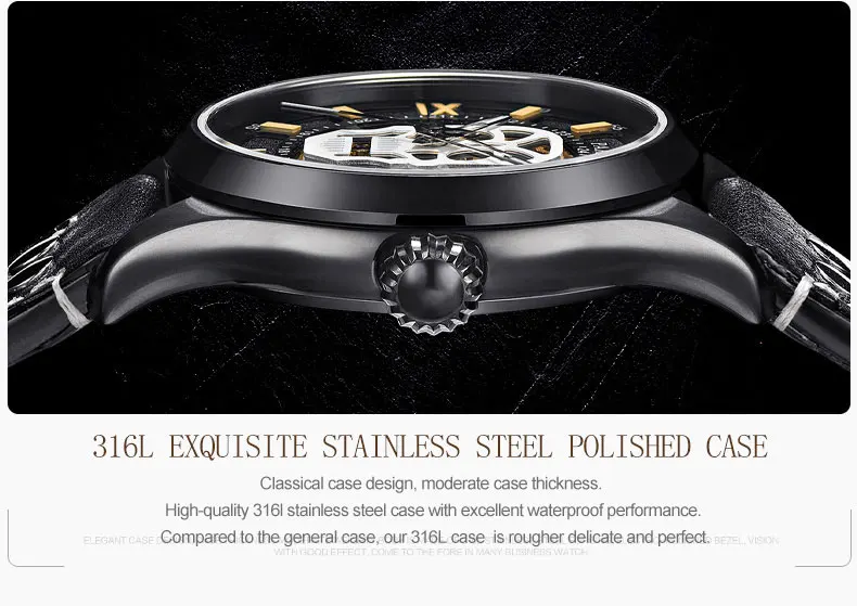 Мужские механические часы дизайнерские автоматические 43 мм с скелетом