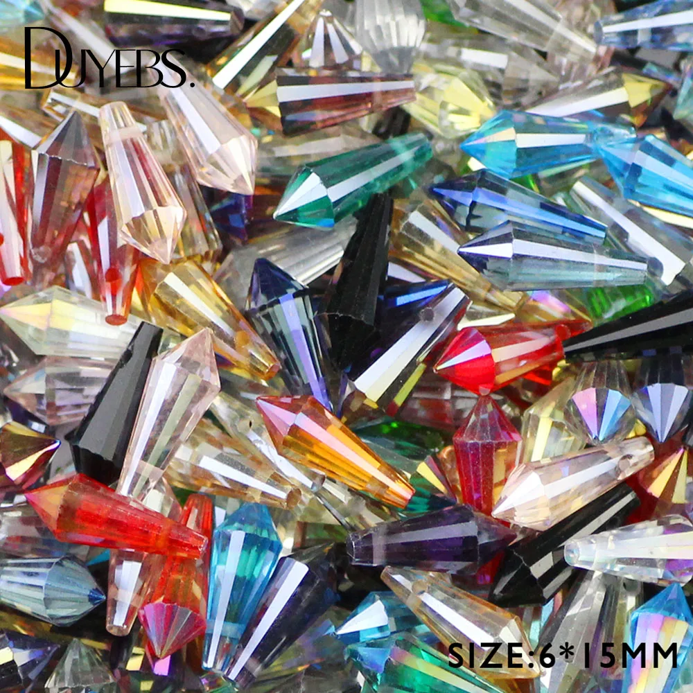 DUYEBS 6*15 мм длинные конусные подвески в форме капель 50 шт. Австрийские хрустальные