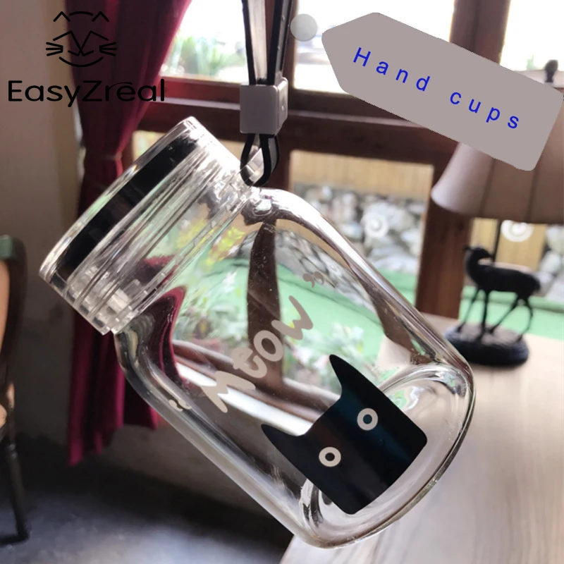 Большой калибр мультяшная зернистая веревка прозрачный стеклянный чайник 320 мл