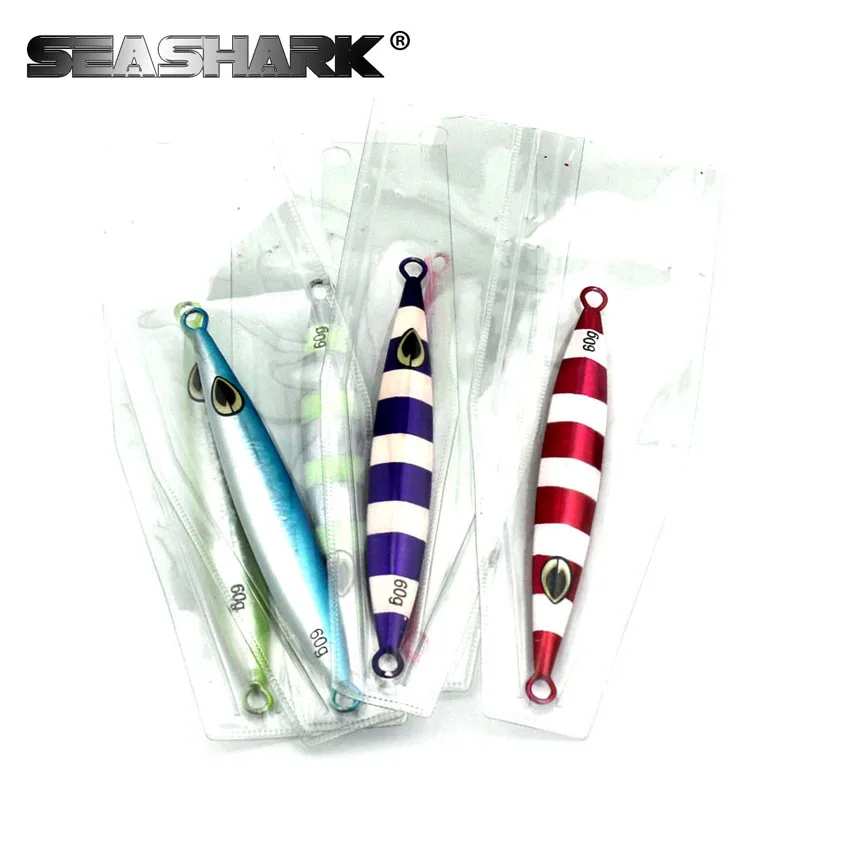 SEASHARK 1PC 60G 3D eyes Laser Body Back Luminous Metal Jig Lure Lead fish Paillette Knife Wobbler Artificial Hard Bait Sea | Спорт и