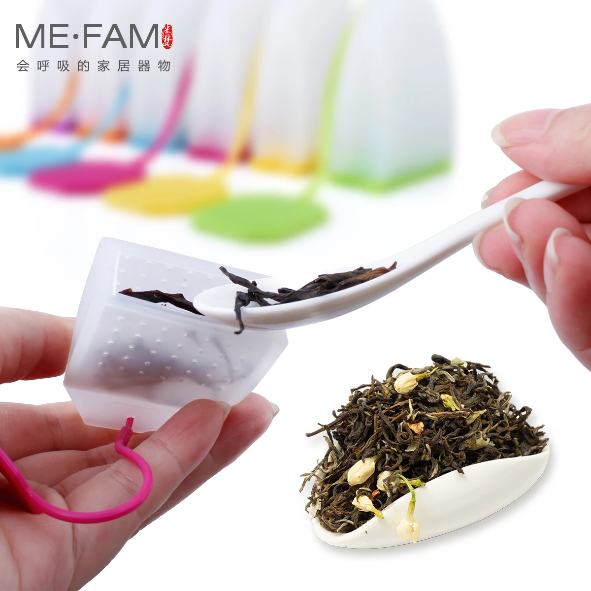 ME.FAM Colorful Jelly Silicone Tea Bag Safe Eco-Friendly Non-toxic Reusable Tea-leaves Infuser Filter Herbal Spice Strainer Tool images - 6