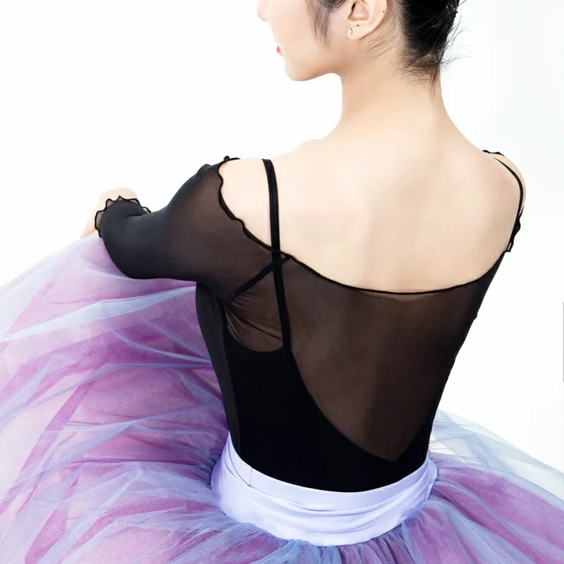 Черный/синий/фиолетовый взрослый балетный трико балерина Кружевное боди для