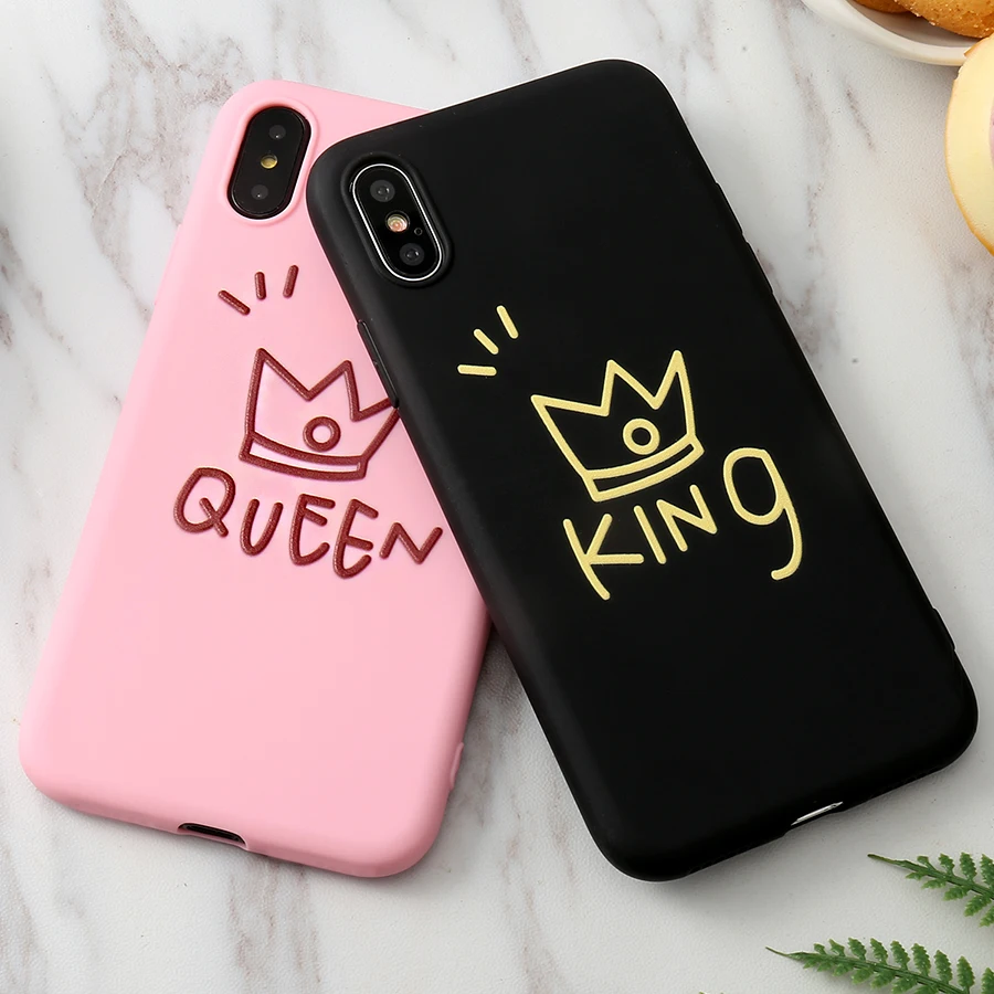 Силиконовый чехол для телефона iPhone X/8/7/6 7Plus/8Plus/11 розовый чехлы King Queen|Сумки
