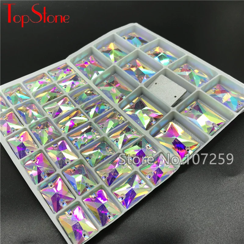 TopStone AB Rectangle Sew On Rhinestone Glass Crystal Strass Sew-on Stone Flatback For DIY Dress Clothing Decoration | Дом и сад