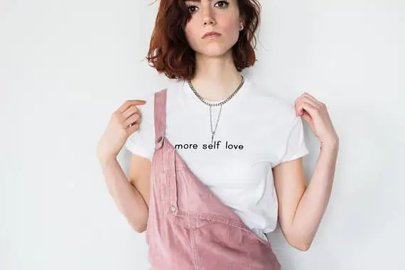 Футболка женская с надписью More Self Love хлопковая забавным принтом | Женская одежда