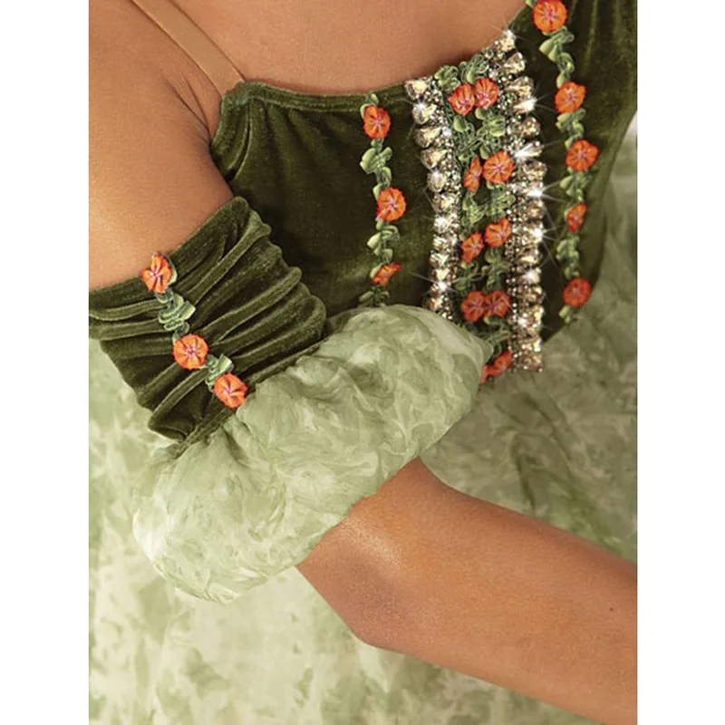 Olive Ballerina Long Ballet Dress For Emerald With Silk Scarf Adult Children Green Flower Decoration Costumes | Тематическая одежда