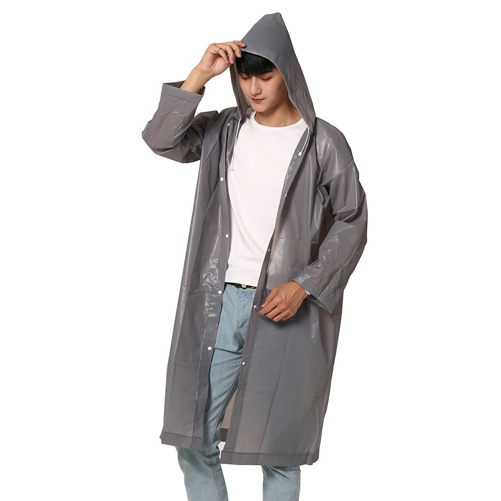 1pc Reusable Raincoat Outdoor Gadget Durable Transparent Rain Coat Vogue Waterproof Raincoat for Women Men 150cm-190cm Height - Цвет: Gray UsefulRaincoat