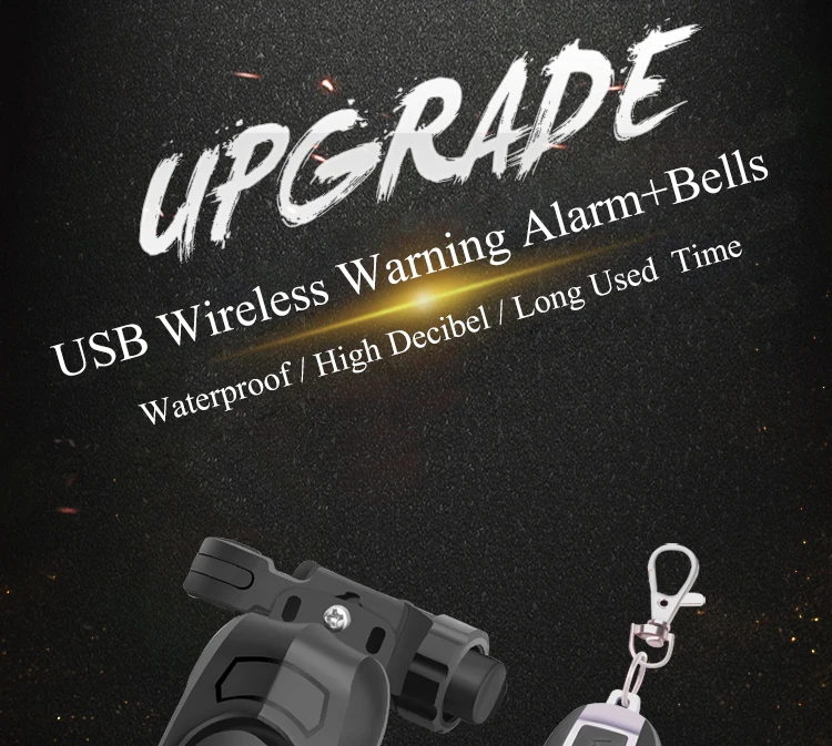 Акация 2 в 1 велосипедный предупреждающий сигнал+ звонок USB перезарядка беспроводной пульт дистанционного управления вибрационная сигнализация IPX4 водонепроницаемый 110дб велосипедные рожки
