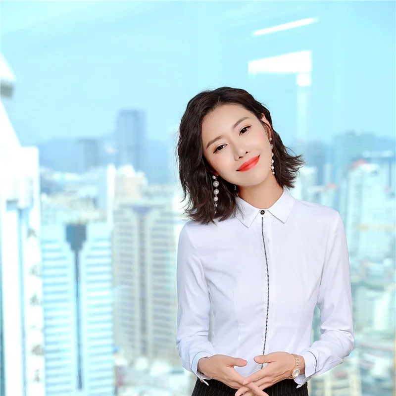 Ladies Uniform Styles Fall Autumn Blouses &amp Shirts Long Sleeve For Women Business Work Wear Tops Clothes Blouse Elegant White | Женская