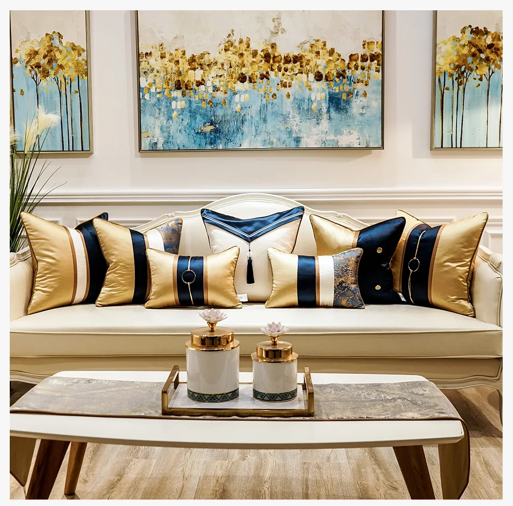 Avigers Luxury Patchwork Modern Cushion Covers with Tassels Throw Pillow Cases Home Decorative Pillowcases 45 x 45 50 x 50