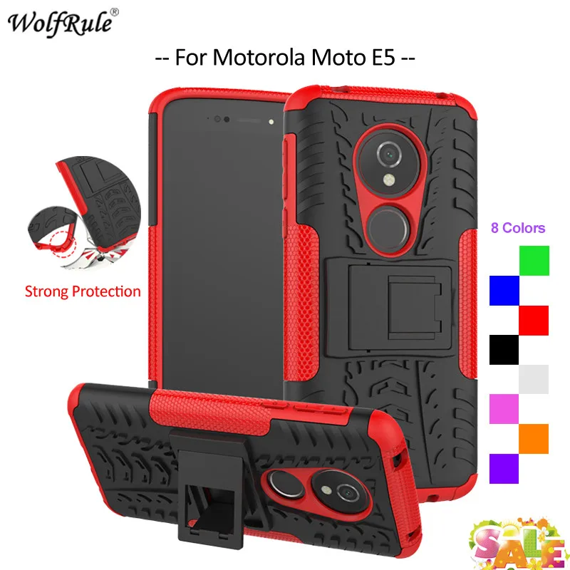 WolfRule For Cover Motorola Moto E5 Case TPU &amp PC Holder Armor Bumper Housings Phone 5.7'' |