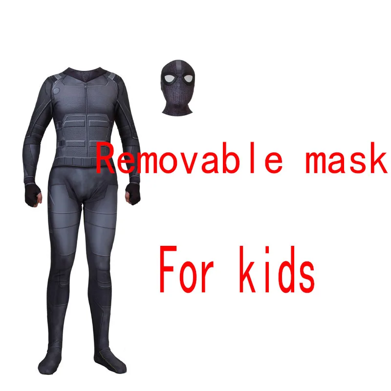 Removable mask kids Костюм паука, человек вдали от дома, маскарадный костюм Мистерио, костюм Человека-паука, маска Питера Паркера, комбинезон на Хэллоуин для взрослых мужчин и детей - Цвет: Removable mask kids