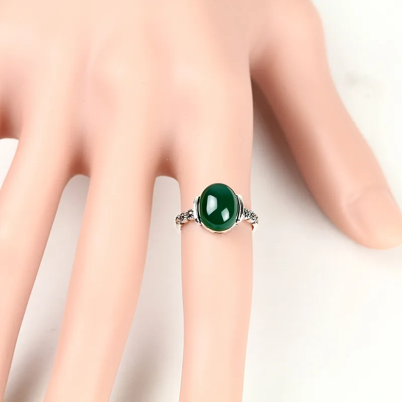 Green Agate 925 Sterling Silver Rings for Women Engagement Wedding Ring Vintage Nature Stone Jewelry | Украшения и аксессуары