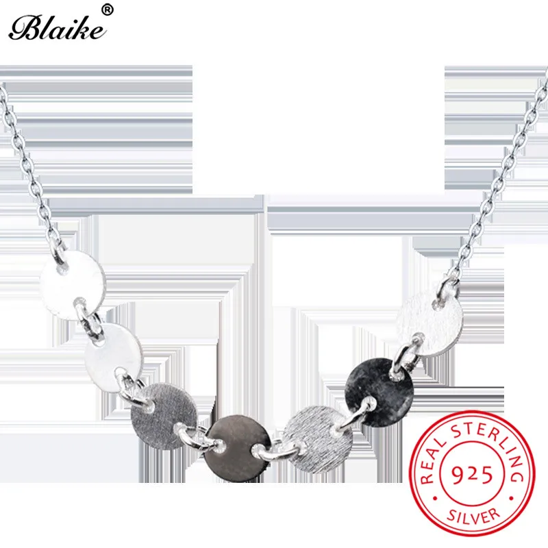 Blaike минималистичные 925 пробы серебряные маленькие круглые короткие цепочки на ключицы ожерелье s для женщин блестящее ожерелье пляжное ювелирное изделие