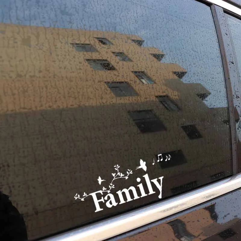 

YJZT 15.6CM*6.9CM Family Vinyl Decal Car Sticker Music And Bird Black/Silver C3-2218