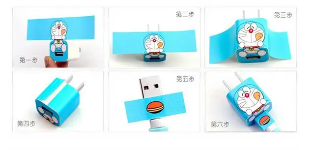 100 шт. Модный USB кабель для передачи данных намотка кабеля Мультяшные наклейки