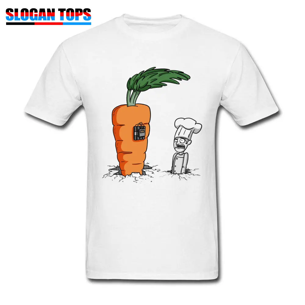 

Funny Tshirt Men Cartoon T-shirt Carrot Bomb And Chef Comics T Shirt Short Sleeve White Tees XXL Cotton Tops Students Style