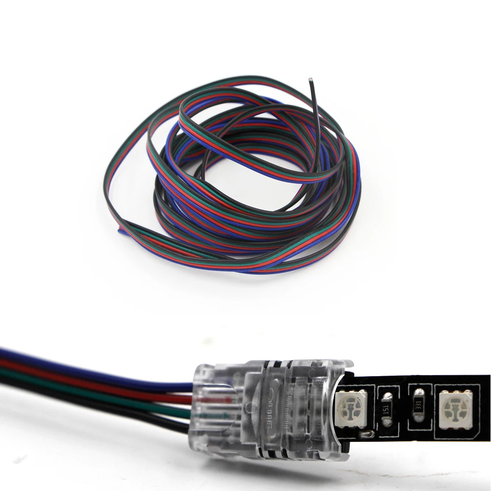 Фото 10 м 20 30 RGB Светодиодная лента разъем 4 контакта (5 шт.) со светодиодным rgb кабелем